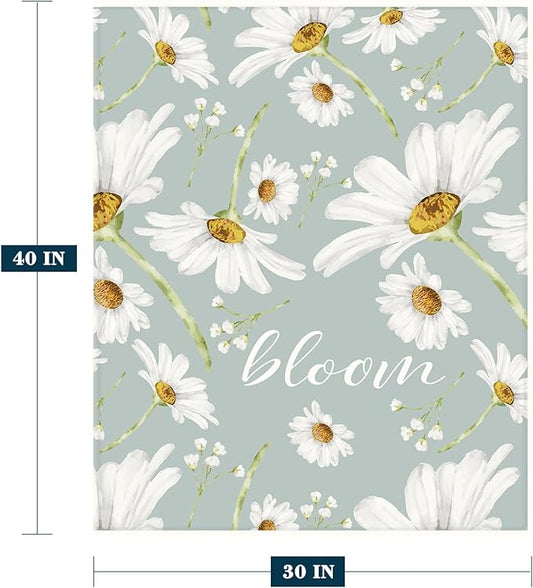 YeeJu Daisy Baby Throw Blanket Small White Floral Blanket for Toddler Swaddle Pet Crib Kids Soft Fuzzy Plush Fleece Blankets Sunshine Spring Summer Flower Decorative Gift Blanket 30x40