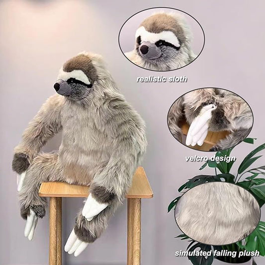 Giant Sloth Weighted Stuffed Animal 19.69in Large Realistic Sloth Plush Big Soft Cuddly Plushie for Kids Adults Birthday Festival Gift Bed Home Decor Pillow Cushion Grey