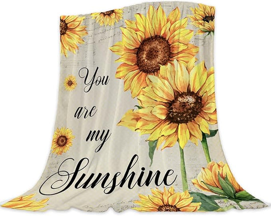 Neatee Living Sunflower Throw Blanket Spring Summer Floral Blanket for Couch Sofa Bed Soft Cozy Fuzzy Fleece Blankets Home Living Room Decoration Print Blanket Gift for Women Mom Girls 50x60