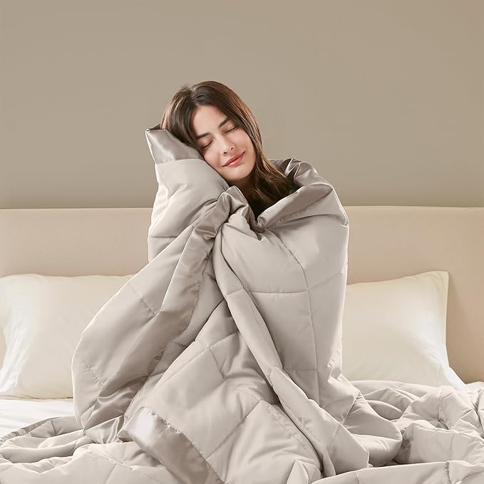 Madison Park Windom Down Alternative Blanket, Premium 3M Scotchgard Moisture Wicking Treatment, Lightweight and Soft Bed Cover For All Season, Satin Trim, Grey Full/Queen