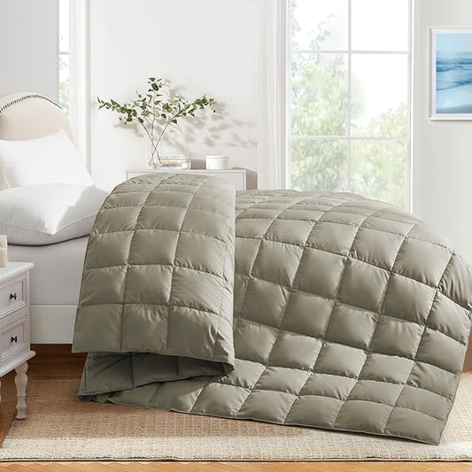 Soft Lightweight Down Blanket for Bed Sofa Couch Indoor and Outdoor Use, Warm and Fluffy Throw Blanket,Beige, King Size (108"X88")