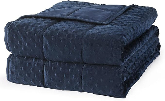 Mr. Sandman Weighted Blanket for Adults, Minky Heavy Blanket for Woman,Man Sleeping/Calm, Soft and Cozy Weighted Throw Blankets, Machine Washable, 80 x 87in, 15 lbs, Navy Blue