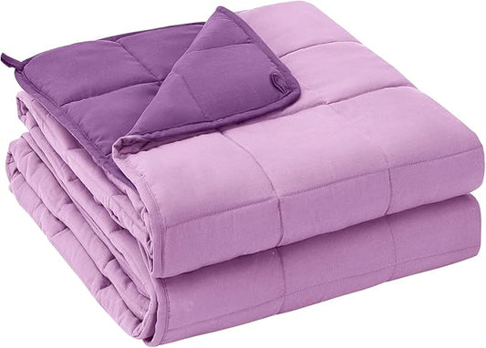 yescool Weighted Blanket for Adults (15 lbs, 48" x 72", Purple) Cooling Heavy Blanket for Sleeping Perfect for 140-160 lbs, Twin Size Breathable Blanket with Premium Glass Bead, Machine Washable
