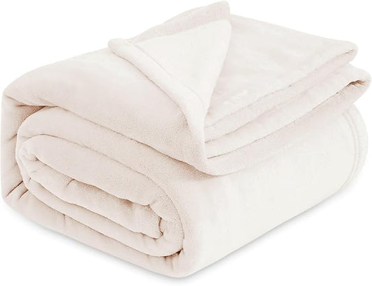 Bedsure Fleece Blankets Queen Size Cream - Bed Blanket Soft Lightweight Plush Fuzzy Cozy Luxury Microfiber, 90x90 inches