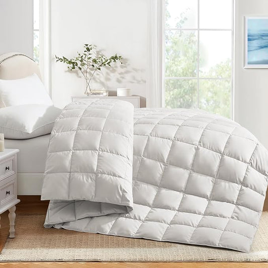 Soft Lightweight Down Blanket for Bed Sofa Couch Indoor and Outdoor Use, Warm and Fluffy Throw Blanket, White, Queen Size (90"X88")