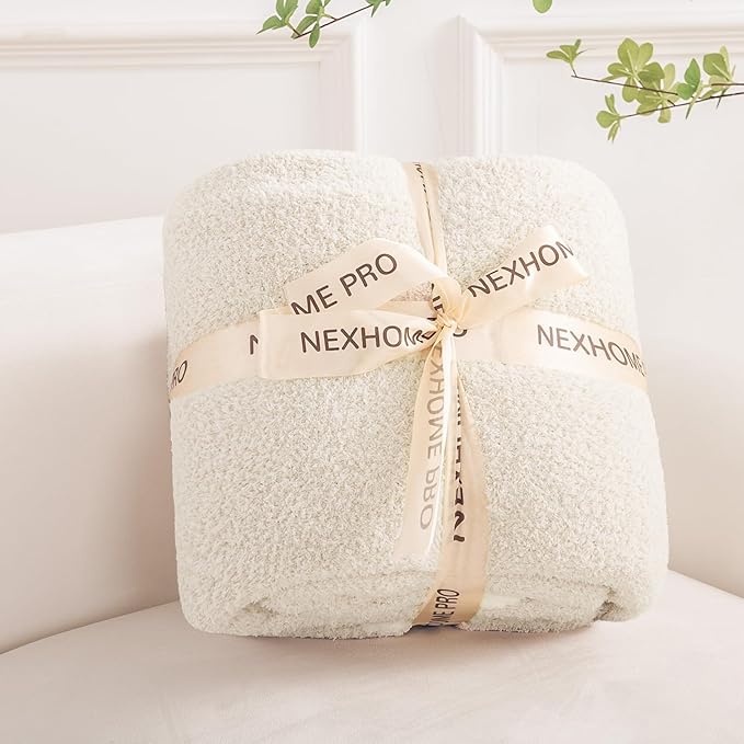 NEXHOME PRO Soft Throw Blankets for Couch, Reversible Warm Blankets Cozy Knit Blanket for Women, Fuzzy Plush Lightweight Throws for Sofa, Bed, Picnic, 50 x 60 inches