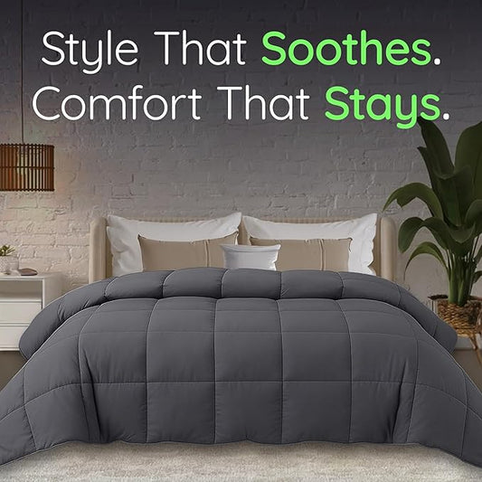 HomeSmart Weighted Comforter Queen - More Fluffy Fill Than Regular Queen Size Weighted Blankets, (20lbs 88x92 Grey)