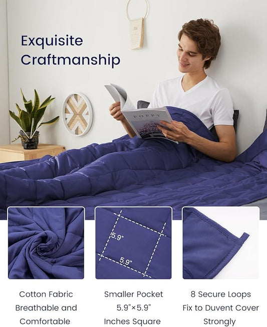 ZonLi Weighted Blanket (60"x80", 15lbs,Dusk Blue), Weighted Blanket for Adults, High Breathability Heavy Blanket, Soft Material with Premium Glass Beads