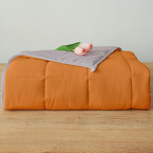 Weighted Blanket 20lbs Queen Size Orange Grey 60"x80" Weighted Blankets for Adults Heavy Blanket are Comfortable and Cozy
