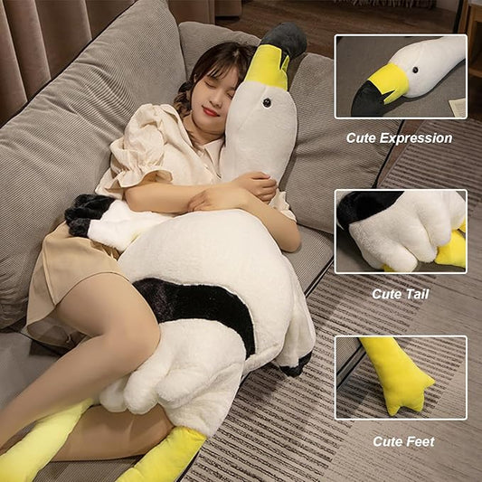 Giant Flamingo Stuffed Animal 70.87in Large Flamingo Plush Pillow Cute Soft Big Long Cuddly Plushie for Kids Adults Birthday Festival Gift Bed Home Decor Cushion White