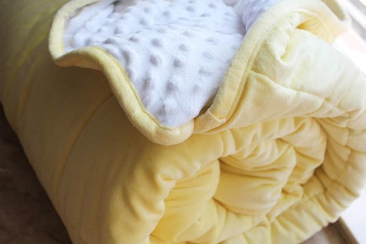 ALANSMA Reversible Weighted Blanket for All Season, Luxury Velvet, Warm and Cool, Adult 10Lb Weighted Blanket, Enjoy Sleeping Anywhere(Yellow, 48''x72''10lbs)