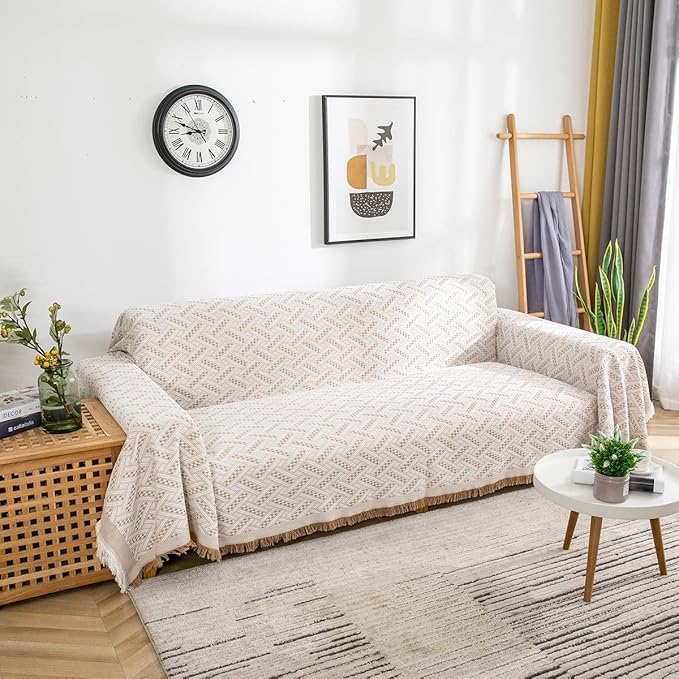 AIVIA Couch Cover Sheet Blanket, Oversized Reversible Slipcover for 3-4 Cushion High Backed Backrest Sofa, Extra Large Furniture Decoration Covers Sofa Slipcovers, L Shape U-Shaped Sectional Protector
