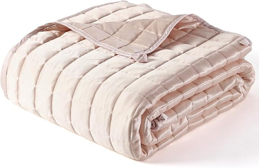 YnM Cooling Weighted Blanket for Adults, 30lbs Heavy Bed Throw Comforter with 100% PE Fabric, Ideal for Hot Sleepers or Summer Days(88x104 Inches for Queen/King Bed, 30 Pounds, Pink)
