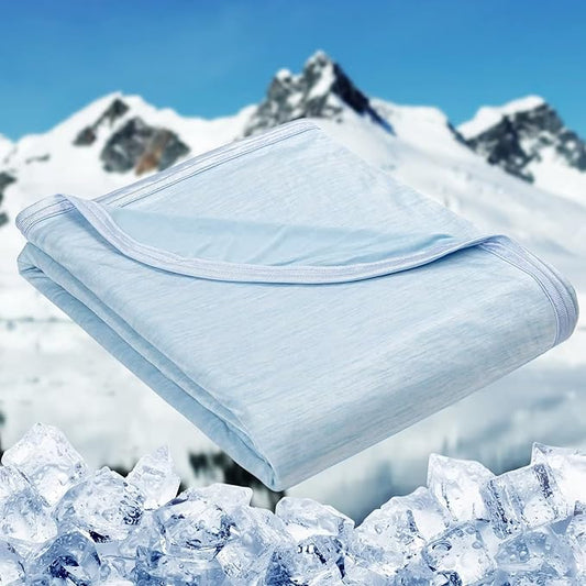 HOMFINE Cooling Blankets for Hot Sleepers - Summer Blanket Thin Lightweight Breathable Soft Double Side Enhanced Cooling for Bed Couch Sofa, Keep Cool for Night Sweats (Light Blue, 50 x 70 inches)