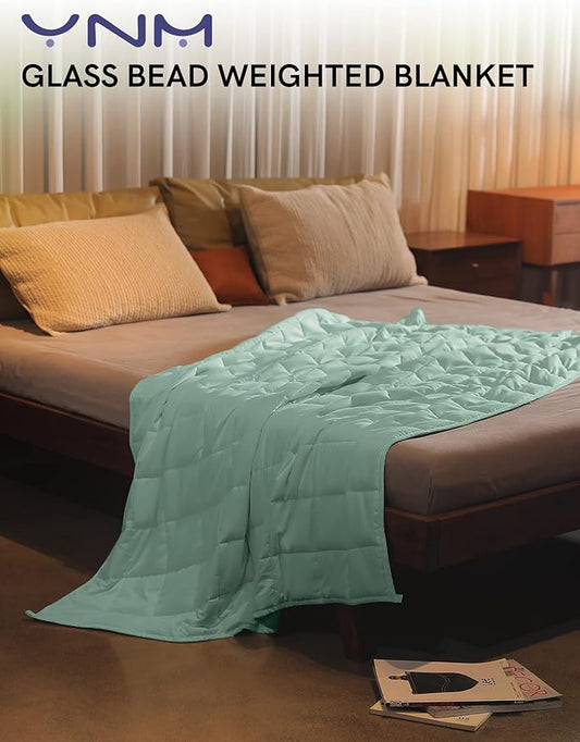 YnM Weighted Blanket,Heavy 100 Percent Oeko-Tex Certified Cotton Material, Bed Blanket for One Person of 190lbs, Ideal for Queen/King Bed (60x80 Inches, 20 Pounds, Sprout Green)