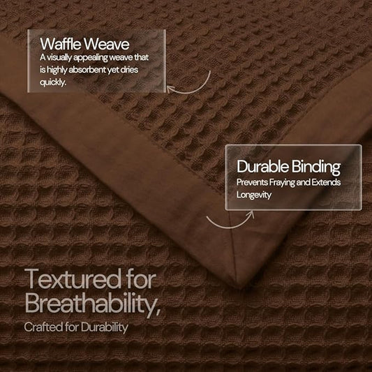 Salt Earth GOTS Certified 100% Organic Cotton Throw Blanket, 55" X 60" Blankets & Throws for Bed, Throw Blanket for Couch,Modern & Cozy Blanket, All Season Waffle Blanket, Soft Blanket (Potting Soil)