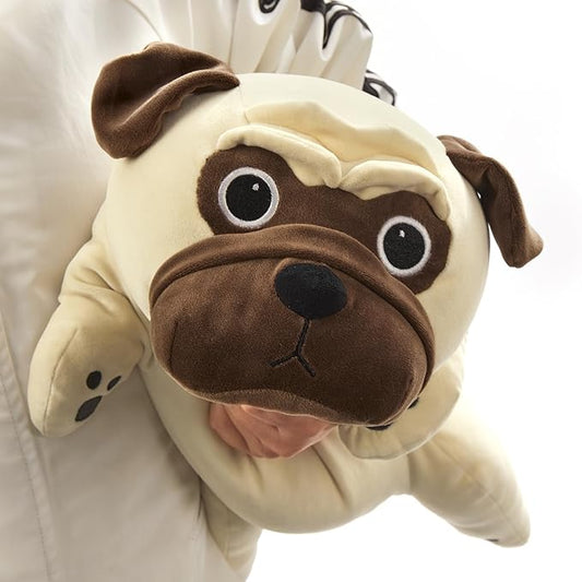 MaoGoLan 21 inch Pug Stuffed Animal Dog Plush Body Pillow for Girls, Beige French Bulldog Stuffy for Kids Christmas Valentine's Day Gift