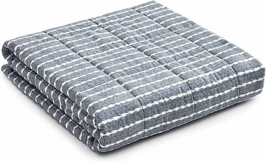 YnM Weighted Blanket,Heavy 100% Oeko-Tex Certified Cotton Material with Premium Glass Beads (Blue White, 41''x60'' 10lbs), Suit for One Person(~90lb) Use on Twin Bed