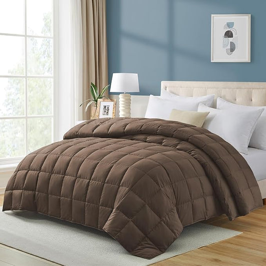 puredown®Lightweight Down Feather Comforter, Thin Down Fiber Bedding All Season Full/Queen Size Soft Cover Ultra Lightweight Down Fiber Duvet Insert (90" x 88")