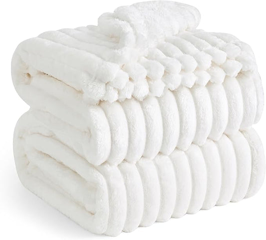 Bedsure Full Size Blanket for Bed - GentleSoft Cozy Soft Blankets for Women, Cute Large Fleece Throws for Girls, Off White, 84x90 Inches