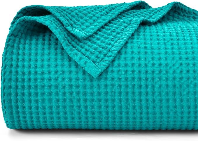 PHF Pre-Washed Cotton Waffle Weave Blanket Baby Size,Snag Proof Throw for Spring Summer,Lightweight Breathable 30x40,Oeko-TEX Certified for Bed,Machine Washable, Home Decor Gift，Teal