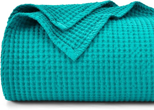 PHF Pre-Washed Cotton Waffle Weave Blanket Baby Size,Snag Proof Throw for Spring Summer,Lightweight Breathable 30x40,Oeko-TEX Certified for Bed,Machine Washable, Home Decor Gift，Teal