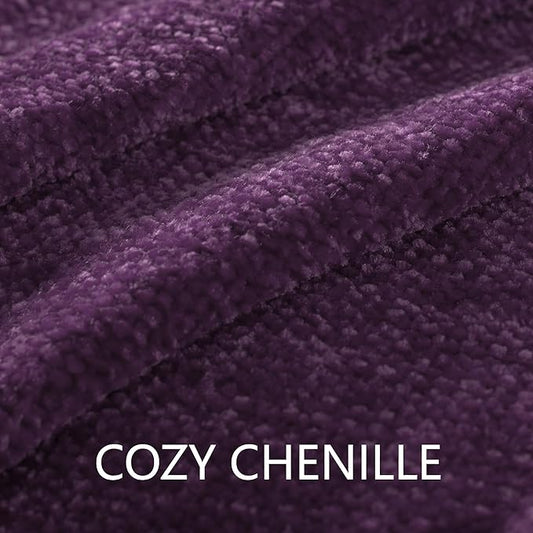 Chenille Throw Blanket for Couch 50"X 60", Soft Cozy Throws with Fringe Tassel for Bed Sofa Chair Cover, Lightweight Knitted Decorative Boho Blankets for Living Room, Dark Purple