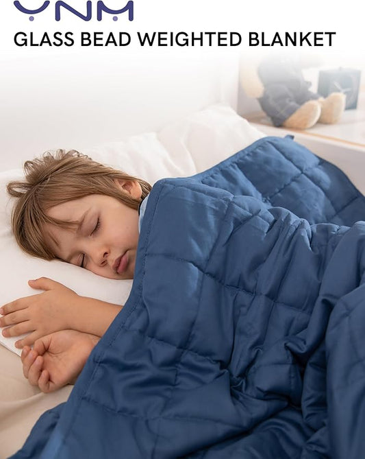 YnM Weighted Blanket, Oeko-Tex Certified Breathable Cotton Material with Premium Glass Beads (Monaco Blue, 36''x48'' 5lbs), Suit for One Person(~40lb) Use on Twin Bed