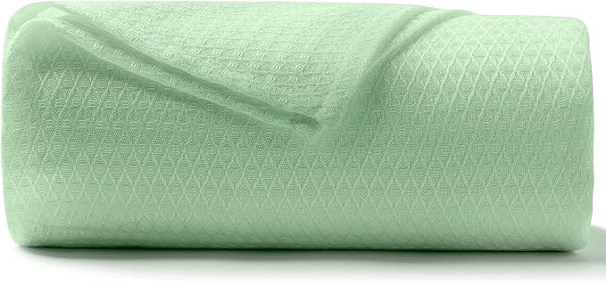 DANGTOP Cooling Blankets, 100% Rayon Derived from Bamboo, Absorbs Body Heat to Keep Cool on Warm Night, Ultra-Cool Lightweight Blanket(90x108 inches, Bean Green)