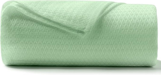 DANGTOP Cooling Blankets, Cooling Blankets Absorbs Body Heat to Keep Cool on Warm Night, Ultra-Cool Lightweight Blanket(90x90 inches, Bean Green)