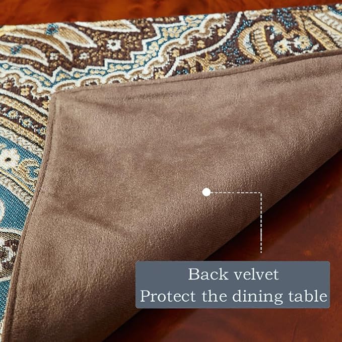 Luxury Vintage Design Table Runner 90 inches Long Embroidery Jacquard Fabric with Multi-Tassels Table Runners for Dining Room Dresser Wedding Holiday Party Fireplace Decorations (Coffee, 12X90inch)