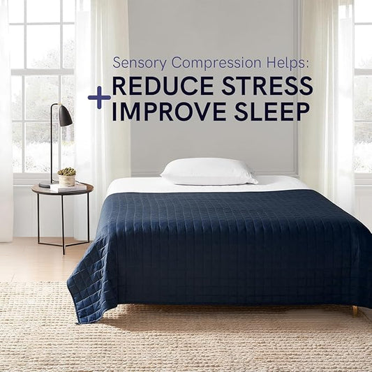 YnM Exclusive 50 lbs Weighted Blanket, Extra Heavy Cotton Bed Blanket for Two Persons, Ideal for Queen or King Bed (88x104 Inches, 50 Pounds, Navy)