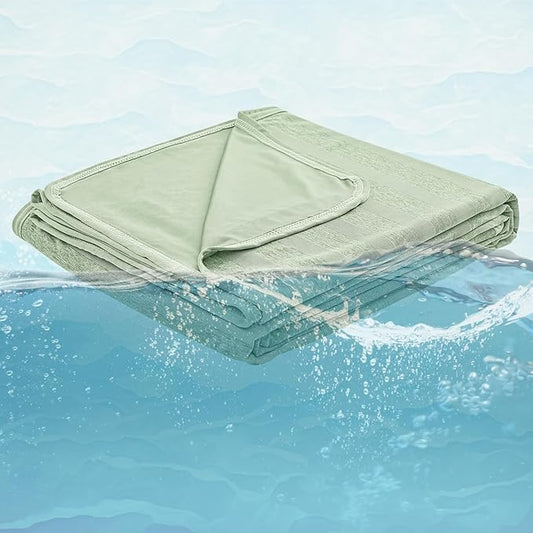 EMME Cooling Blanket, King Summer Bed Blankets for Hot Sleepers, Thin Lightweight Breathable Throw Blanket for Couch, Double Sided Keep Body Cool, Night Sweats, Green Cold Sheet
