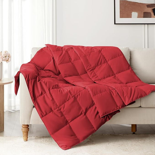 Down Throw Blankets for Couch 50x70 Down Blanket for Indoor and Outdoor Throw Blanket use Soft Lightweight Throw Blanket Crimson