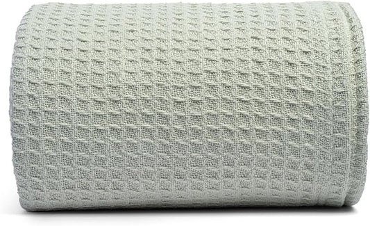 100% Cotton Salt Earth Throw Blanket, Twin, 68"x92" Waffle Throws For Home, Bedrooms, Outdoor Couch & Cozy Couch, Modern & Cozy Bed Room Decor Blankets,Lightweight All Season Western Blanket(Sea Foam)
