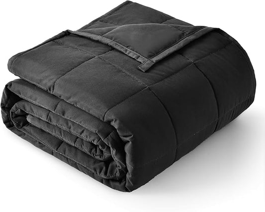 Topblan Weighted Blanket Twin Size, Breathable Ultra Soft 15lbs Weighted Blanket for Adults,Bed Sofa,Warm Heavy Blanket Machine Washable,48 x 72 inches, Black
