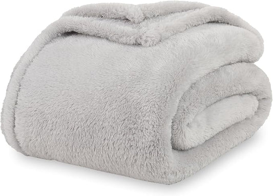 Berkshire Blanket Classic Extra-Fluffy™ Plush Blanket King Size, Soft Fuzzy Fluffy Long Hair Blanket for Couch Sofa Bed, Microchip, 90x108 Inches