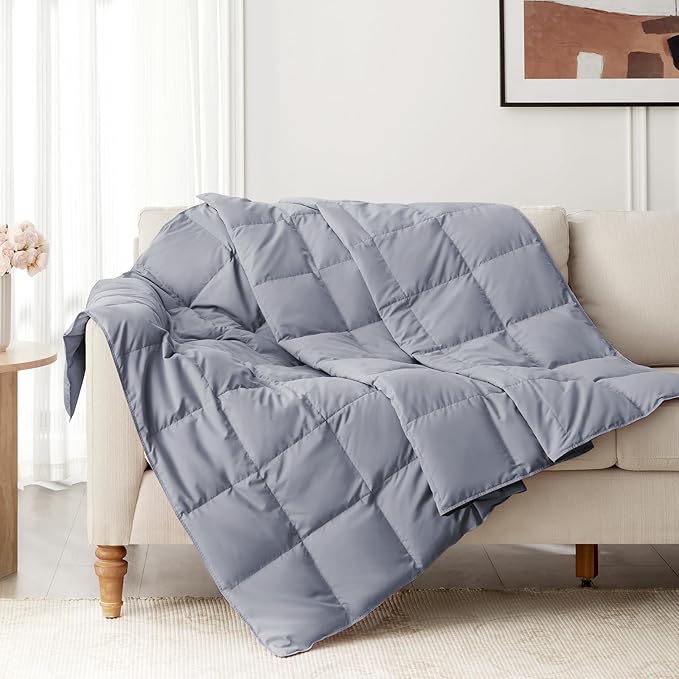 Down Throw Blankets for Couch 50x70 Down Blanket for Indoor and Outdoor Throw Blanket use Soft Lightweight Throw Blanket Alloy Gray