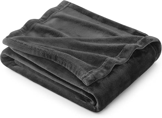 Bedsure Fleece Throw Blanket Dark Grey - 300GSM Blankets for Couch, Sofa, Bed, Soft Lightweight Plush Cozy Throws for Toddlers