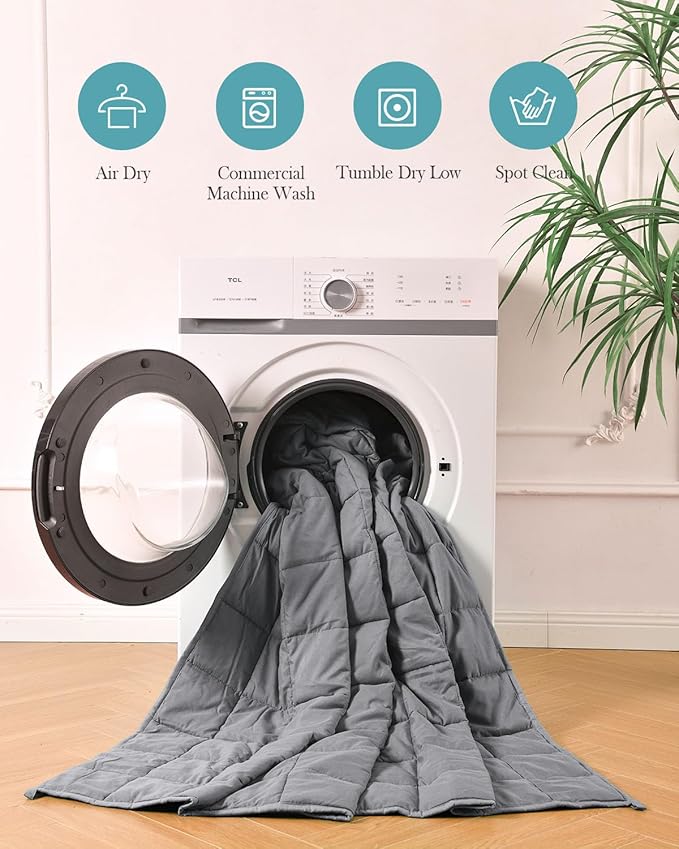 Topblan Breathable Ultra Soft 15lbs Weighted Blanket - Twin/Full Size, Glass Beads, Bed/Sofa, 48 x 72 inches, Dark Grey