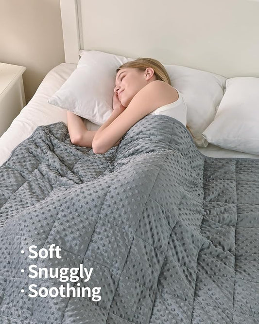 Mr. Sandman Weighted Blanket for Adults, Minky Dots Heavy Blanket for Woman,Man Sleeping and Calm, Soft and Cozy Cooling Weighted Throw Blankets, Machine Washable, 48 x 72in, 15 lbs, Grey