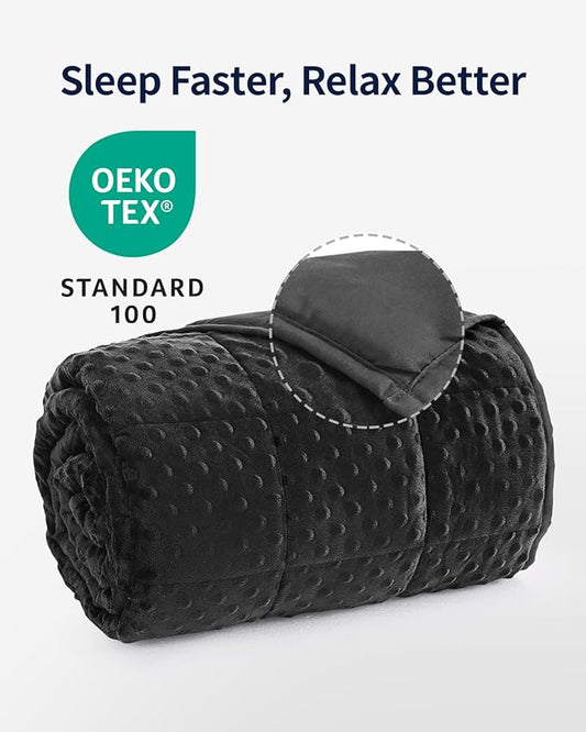 Mr. Sandman Weighted Blanket for Adults, Heavy Blanket for Woman,Man Sleeping/Calm, Soft and Cozy Weighted Throw Blankets, Machine Washable, 60 x 80in, 15 lbs, Black