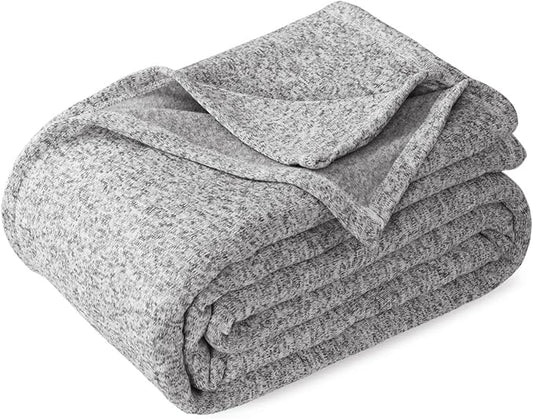 KAWAHOME Summer Sweatshirt Blanket King Size for Bed-Lightweight Breathable Blankets,Soft Thin Knit Jersey Blanket for Hot Sleepers,108 X 90 Inches, Heather Grey