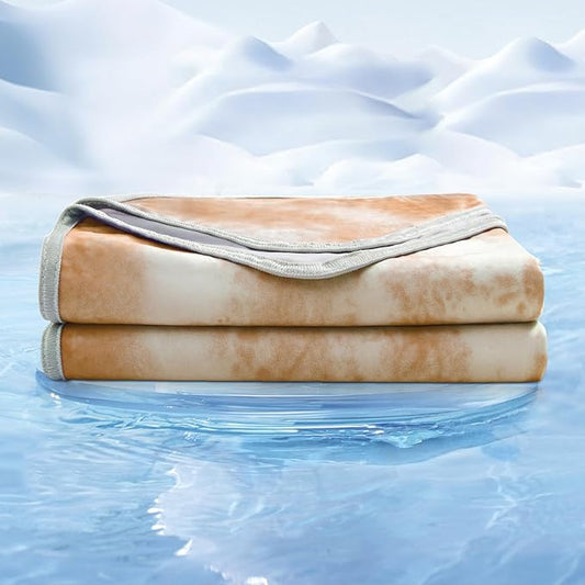 EMME Cooling Blanket Twin Size (60"x80"), Q-Max 0.5 Cooling Blankets for Hot Sleepers, Ice Summer Blanket for Nights Sweats, Khaki Lightweight Sheet for Bed