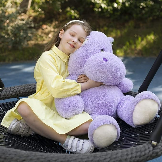 Giant Humongous Hippo Stuffed Animal, 36" Oversized Plush, Soft Hug Cute Jumbo Hippo Toy Plush Gift for Kids, Purple