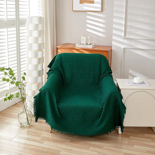 AIVIA Slipper Chair Table Cover Sheet, Reversible Tablecloth Throw Cushion Covers for Single Seat Recliner Armchair Ottomans Spread Furniture Decorations Protector Slipcover Blackish Green