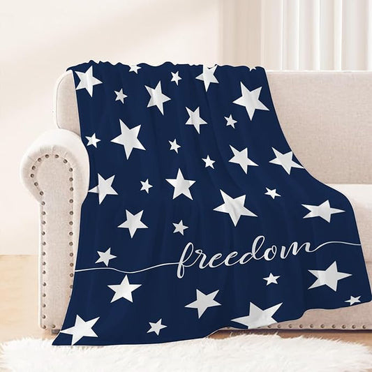 Neatee Living Patriotic Throw Blanket Kids Small 4th of July Memorial Day Fourth of July American Freedom Blanket Girl Boy Child Red White Blue Stars Soft Fleece Blanket Home Decorations 40x50