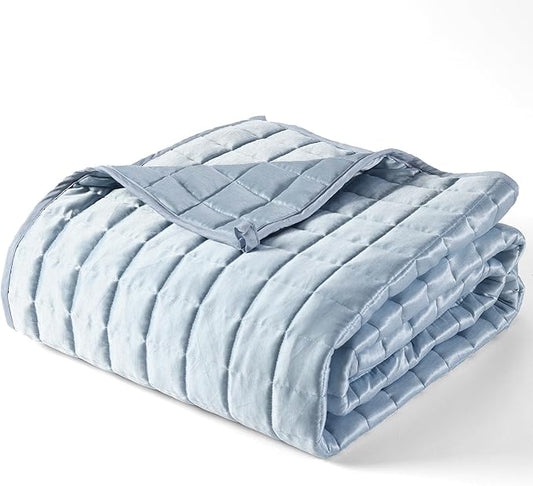 YnM Cooling Weighted Blanket for Adults, 20lbs Heavy Bed Throw Comforter with 100% PE Fabric, Ideal for Hot Sleepers or Summer Days(60x80 Inches for Queen/King Bed, 20 Pounds, Blue)