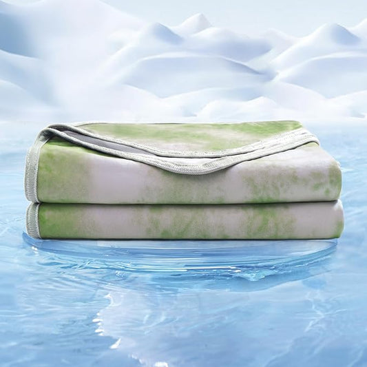 EMME Cooling Blanket Queen Size (90"x90"), Q-Max 0.5 Cooling Blankets for Hot Sleepers, Ice Summer Blanket for Nights Sweats, Green Lightweight Sheet for Bed