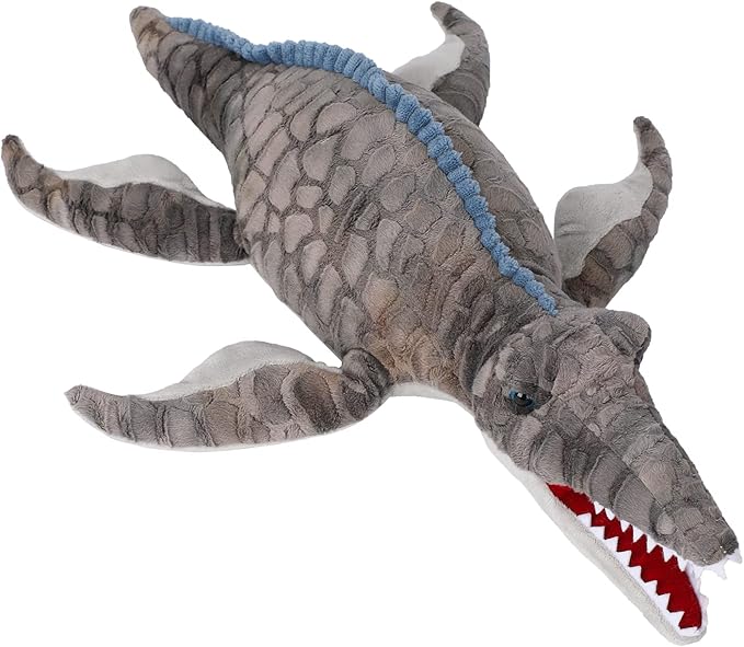 Dinosaur Plush Toy, Mosasaurus Stuffed Animal Throw Plushie Pillow Doll, Soft Grey Fluffy Friend Hugging Cushion - Present for Every Age & Occasion